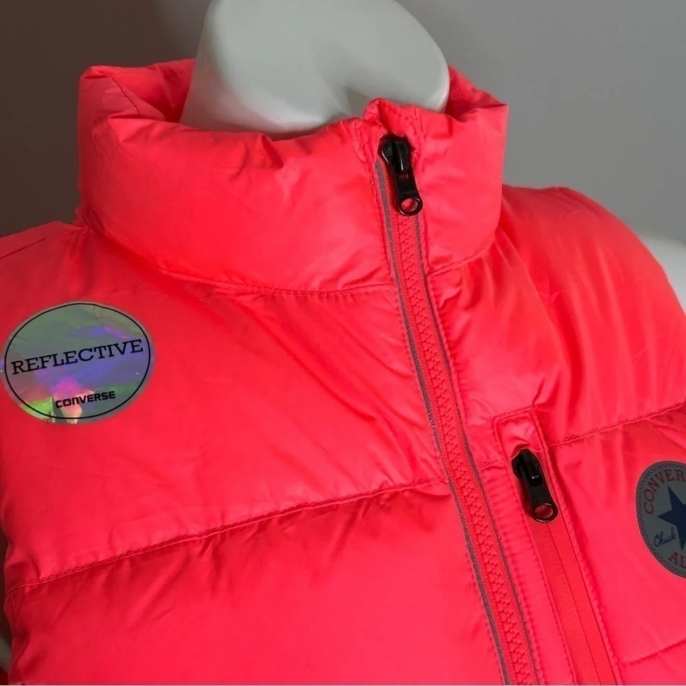 Converse bright pink puffer vest XL